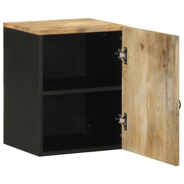 vidaXL κρεμαστό ντουλάπι μπάνιου μαύρο 38x33,5x48cm μασίφ ξύλο Mango