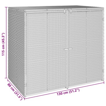 vidaXL Κουτί Κάδου Σκύλου 2 τμχ. Γκρι 130 x 80 x 115 εκ. Πολυαιθυλένιο