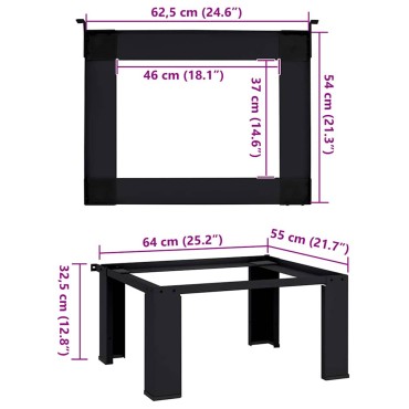 vidaXL Βάση Πλυντηρίου Ρούχων Μαύρο 64 x 55 x 32.5 εκ Ατσάλι
