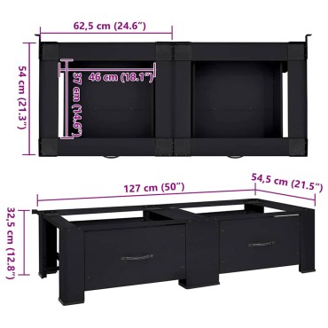 vidaXL Βάση Πλυντηρίου Ρούχων 2 pcs Μαύρο 64 x 55 x 32.5 εκ Ατσάλι