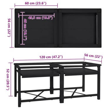vidaXL Βάση Πλυντηρίου Ρούχων 2 τεμ. Μαύρο 120 x 56 x 52 εκ Ατσάλι