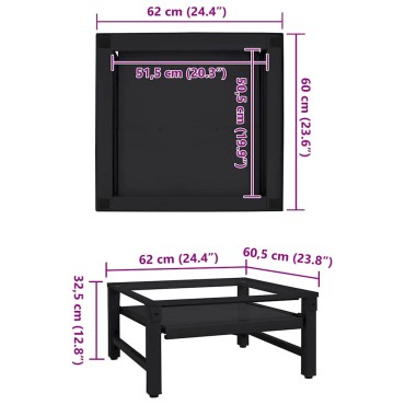 vidaXL Βάση Πλυντηρίου Ρούχων Μαύρο 62 x 60,5 x 32,5 εκ Ατσάλι