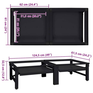 vidaXL Βάση Πλυντηρίου Ρούχων 2 τμχ. Μαύρο 124,5 x 61,5 x 32,5 εκ