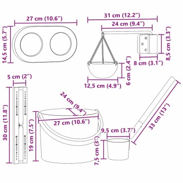 vidaXL Σετ Αξεσουάρ Σαουνάς 5 pcs Μαύρο
