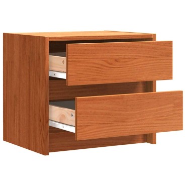vidaXL Κομοδίνα με συρτάρι Κερωτό καφέ 40x30.5x35.5cm Ξύλο Πεύκου 1 τεμ.
