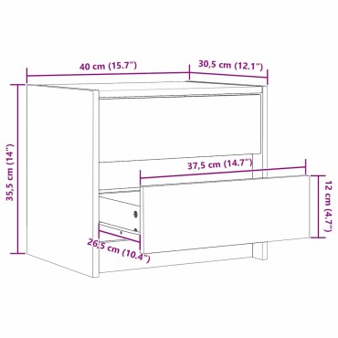 vidaXL Κομοδίνα Κερωτό καφέ 40x30.5x35.5cm Ξύλο Πεύκου 1 τεμ.