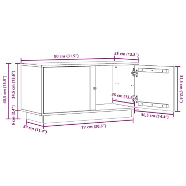 vidaXL Ντουλάπι TV Κερωτό καφέ 80x35x40,5cm Στερεά ξυλεία πεύκου