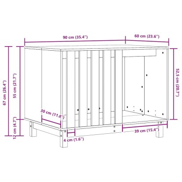 vidaXL Σπίτι Σκύλου Κερί Παλαίωσης 90 x 60 x 67 εκ. Μασίφ Ξύλο Πεύκου