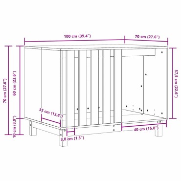 vidaXL Σπίτι Σκύλου Κερί Παλαίωσης 100 x 70 x 70 εκ. Μασίφ Ξύλο Πεύκου