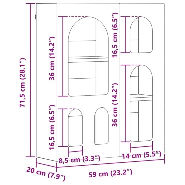 vidaXL Κρεμαστό ντουλάπι με ράφι ELST Sonoma Δρυς 59x20x71,5 εκ 1 τεμ.