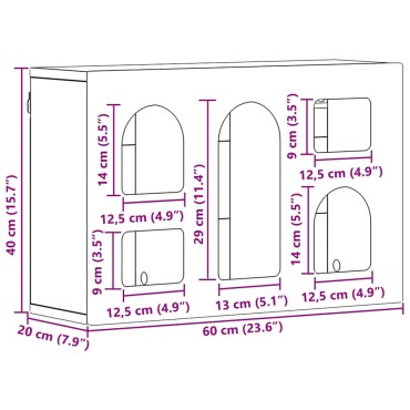 vidaXL Κρεμαστό ντουλάπι ELST Μαύρο 60x20x40cm Επεξεργασμένο Ξύλο 1 τεμ.