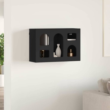vidaXL Κρεμαστό ντουλάπι ELST Μαύρο 60x20x40cm Επεξεργασμένο Ξύλο 1 τεμ.