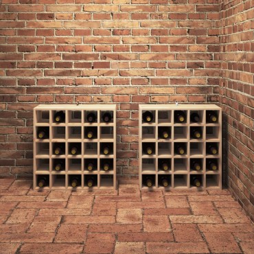 vidaXL Ράφι Κρασιού 2 τεμ. Φυσικό 56x25x56cm Στερεά ξυλεία πεύκου