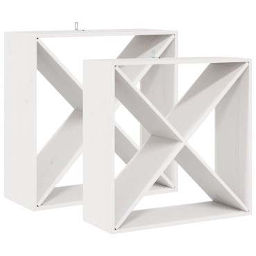 vidaXL Ράφι Κρασιού 2 τεμ. Λευκό 62x25x62cm Στερεά ξυλεία πεύκου