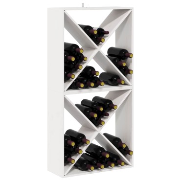 vidaXL Ράφι Κρασιού 2 τεμ. Λευκό 62x25x62cm Στερεά ξυλεία πεύκου