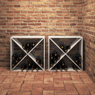vidaXL Ράφι Κρασιού 2 τεμ. Λευκό 62x25x62cm Στερεά ξυλεία πεύκου
