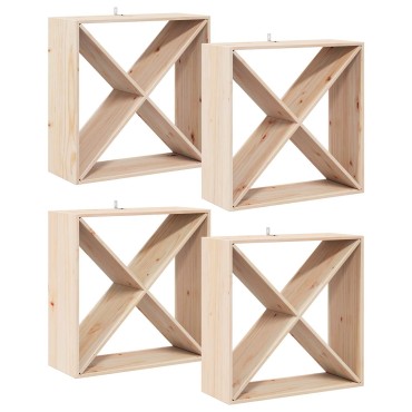 vidaXL Ράφι Κρασιού 4 τεμ. Φυσικό 62x25x62cm Στερεά ξυλεία πεύκου