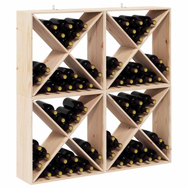 vidaXL Ράφι Κρασιού 4 τεμ. Φυσικό 62x25x62cm Στερεά ξυλεία πεύκου