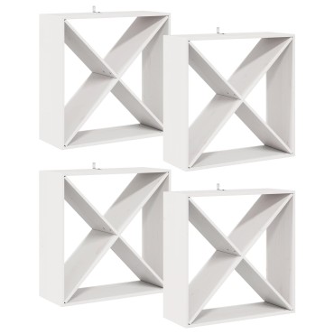 vidaXL Ράφι Κρασιού 4 τεμ. Λευκό 62x25x62cm Στερεά ξυλεία πεύκου