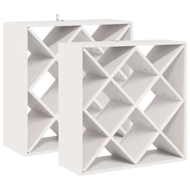 vidaXL Ράφι Κρασιού 2 τεμ. Λευκό 62x25x62cm Στερεά ξυλεία πεύκου