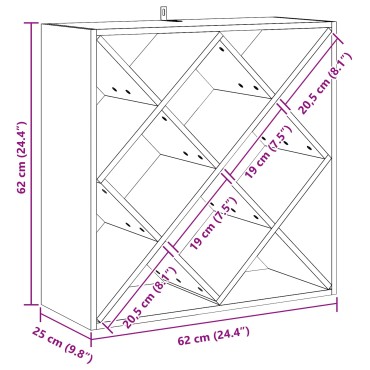 vidaXL Ράφι Κρασιού 2 τεμ. Λευκό 62x25x62cm Στερεά ξυλεία πεύκου
