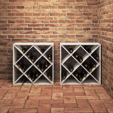vidaXL Ράφι Κρασιού 2 τεμ. Λευκό 62x25x62cm Στερεά ξυλεία πεύκου