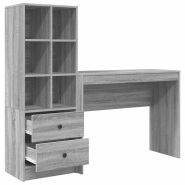 vidaXL Γραφείο Γκρίζο Σονομα 145,5x40x127cm 2 τμχ. 1 τεμ.