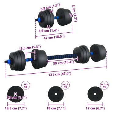 vidaXL Σετ Αλτήρων & Μπάρας 2 σε 1 20 κιλά Μαύρο και μπλε