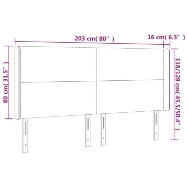 vidaXL Κεφαλάρι Κρεβατιού LED Σκούρο Καφέ 203x16x118/128cm Υφασμάτινο 1 τεμ.