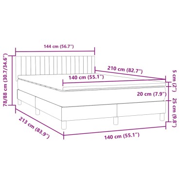 vidaXL Κρεβάτι Boxspring με Στρώμα Ροζ 140x210 εκ. Βελούδινο