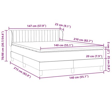 vidaXL Κρεβάτι Boxspring με Στρώμα Ροζ 140x210 εκ. Βελούδινο
