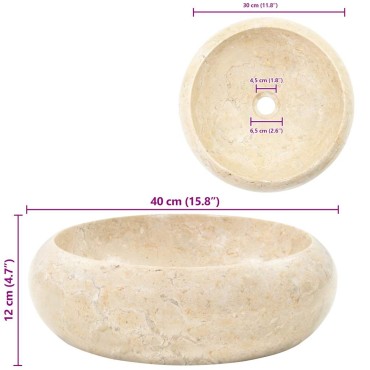 vidaXL Νιπτήρας Κρεμ 40 x 12 εκ. Μαρμάρινος