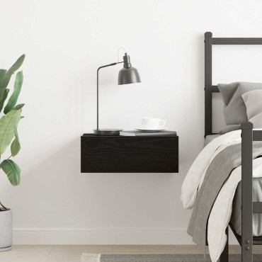 vidaXL Κομοδίνο Πλωτό Μαύρη Δρυς 40x32x15cm από Τεχνητό Ξύλο 1 τεμ.
