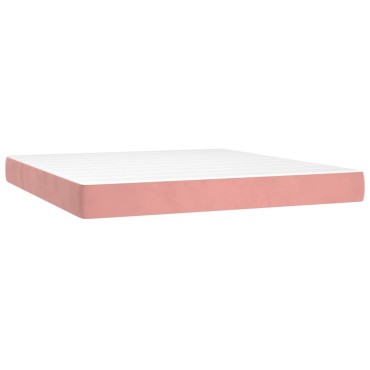 vidaXL Στρώμα με Pocket Springs Μεσαίας Σκληρότητας Ροζ 180x200x20cm Βελούδινο 1 τεμ. - Διπλό