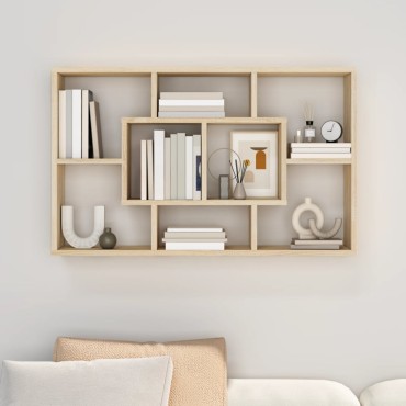 vidaXL Ραφιέρα Τοίχου Sonoma Δρυς 85x16x52,5cm Επεξεργασμένο Ξύλο 1 τεμ.