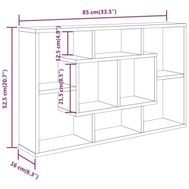 vidaXL Ραφιέρα Τοίχου Sonoma Δρυς 85x16x52,5cm Επεξεργασμένο Ξύλο 1 τεμ.