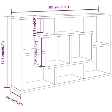 vidaXL Ραφιέρα Τοίχου Sonoma Δρυς 85x16x52,5cm Επεξεργασμένο Ξύλο 1 τεμ.