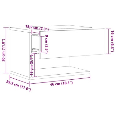 vidaXL Κομοδίνο Επιτοίχιο Καφέ Δρυς 46x29,5x30cm 1 τεμ.