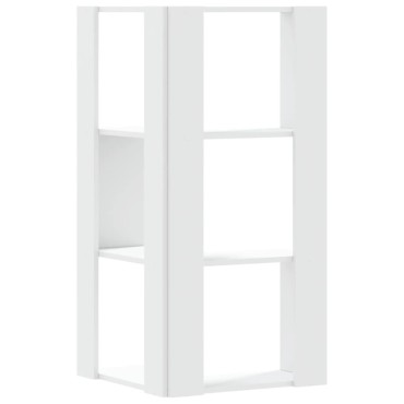 vidaXL Βιβλιοθήκη Γωνιακή 3 Επ. Λευκή 50x50x102cm Επεξ. Ξύλο 1 τεμ.