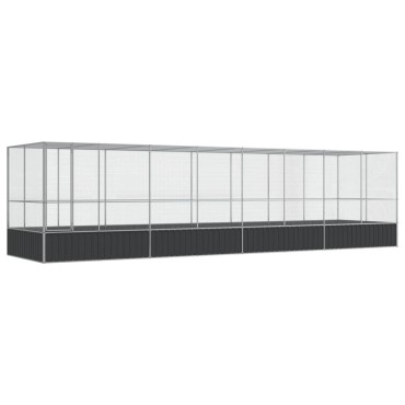 vidaXL Κλουβί με Επέκταση Ασημένιο 832x207x212 εκ. Ατσάλινο
