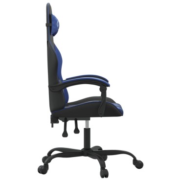 vidaXL Καρέκλα Gaming Μαύρο/Μπλε από Συνθετικό Δέρμα 57,5x59,5x(121-131)cm 1 τεμ.