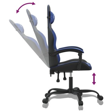 vidaXL Καρέκλα Gaming Μαύρο/Μπλε από Συνθετικό Δέρμα 57,5x59,5x(121-131)cm 1 τεμ.