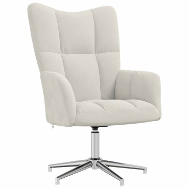 vidaXL Πολυθρόνα Relax Λευκό Κρεμ Βελούδινη 62x68x98cm 1 τεμ.