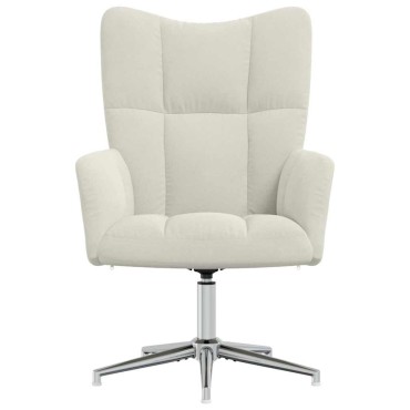 vidaXL Πολυθρόνα Relax Λευκό Κρεμ Βελούδινη 62x68x98cm 1 τεμ.