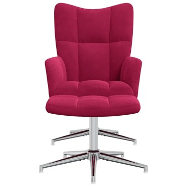 vidaXL Πολυθρόνα Relax Μπορντό Βελούδινη με Σκαμπό 62x68x98cm 1 τεμ.