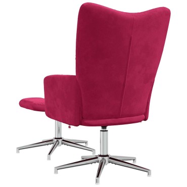 vidaXL Πολυθρόνα Relax Μπορντό Βελούδινη με Σκαμπό 62x68x98cm 1 τεμ.