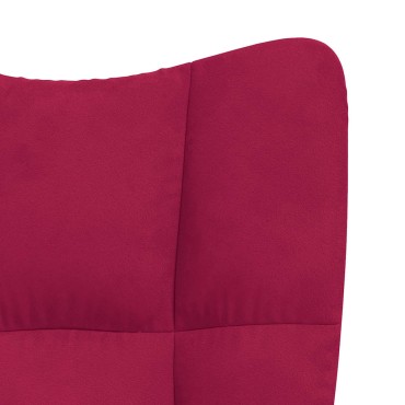 vidaXL Πολυθρόνα Relax Μπορντό Βελούδινη με Σκαμπό 62x68x98cm 1 τεμ.
