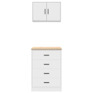 vidaXL ντουλάπια γκαράζ 2 τεμ. Λευκά από Επεξεργασμένο Ξύλο