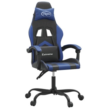 vidaXL Καρέκλα Gaming Περιστρεφόμενη Μαύρη & Μπλε από Συνθετικό Δέρμα 57,5x59,5x(121-131)cm 1 τεμ.