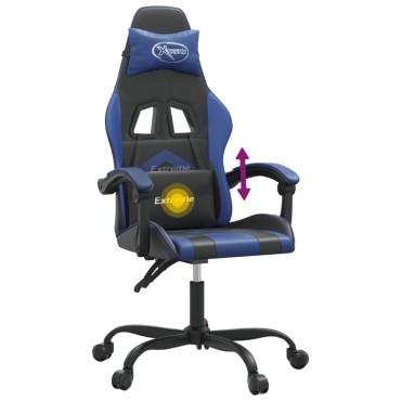 vidaXL Καρέκλα Gaming Περιστρεφόμενη Μαύρη & Μπλε από Συνθετικό Δέρμα 57,5x59,5x(121-131)cm 1 τεμ.